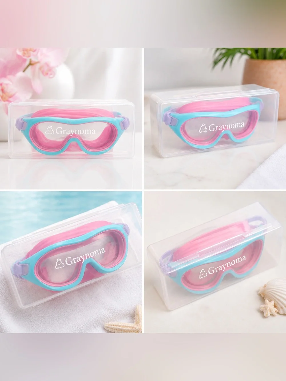 Swim Goggles in Pink and Aqua — Comfortable good for kids and adults